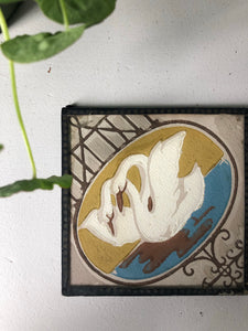 Vintage Glass Coaster Tile, Swan
