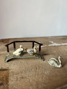 Set of Antique Lead ducks and Swan