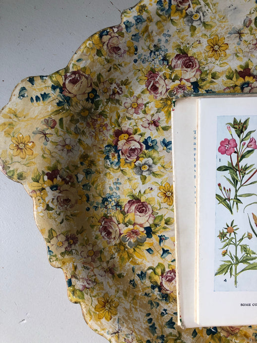Vintage Yellow Floral Tray
