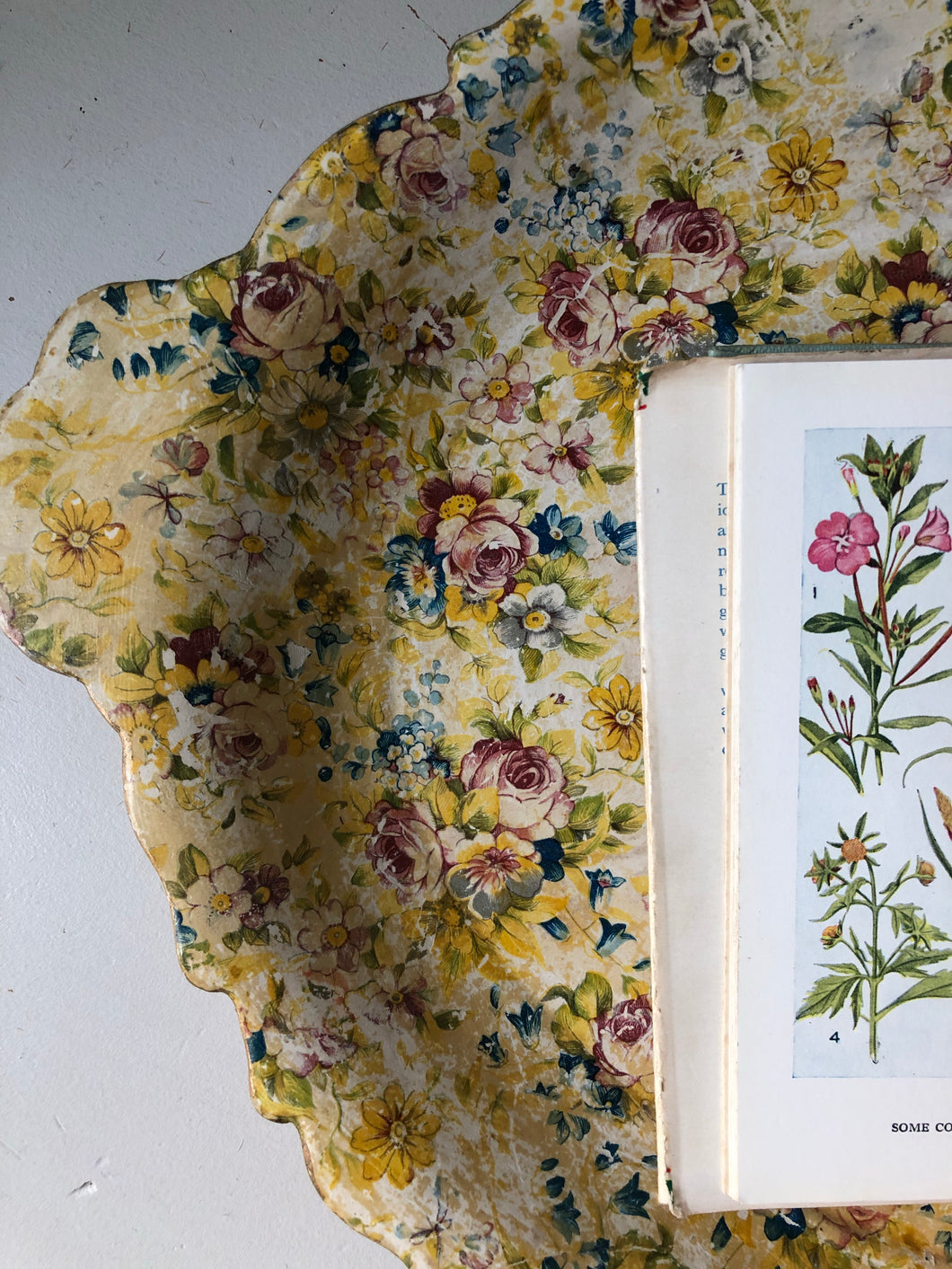 Vintage Yellow Floral Tray