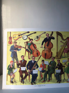 Original 1950s School Poster, ‘Strings, Woodwind & Harp’