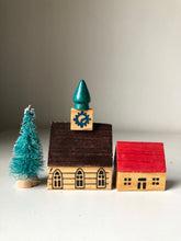 Load image into Gallery viewer, 1950s German Wooden Christmas Village Set, Clocktower