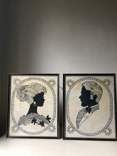Load image into Gallery viewer, Pair of framed Silhouette portraits