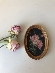 Miniature French Vintage Floral Painting