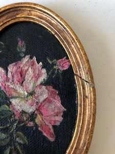 Miniature French Vintage Floral Painting